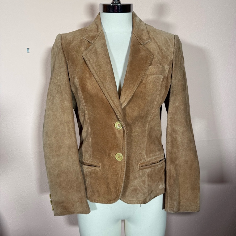 Vintage 1960 70 winlet camel suede leather Feminine Blazer Jacket